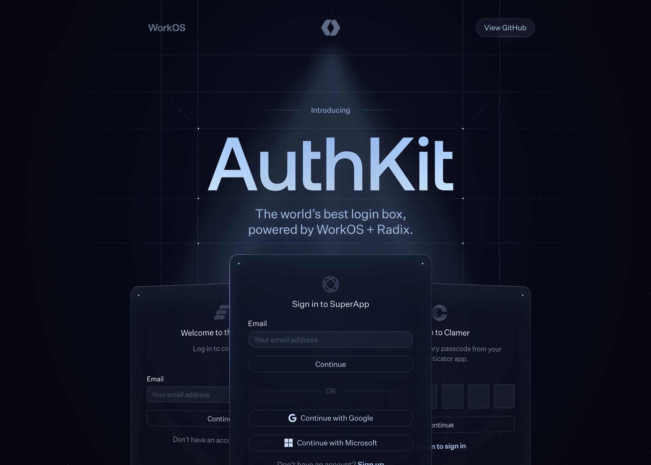 Screenshot of AuthKit hero section of the homepage