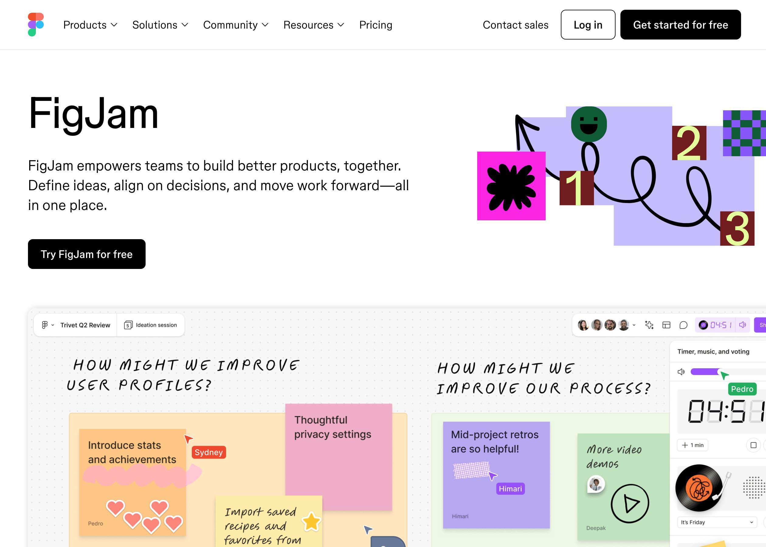 Screenshot of FigJam hero section of the homepage