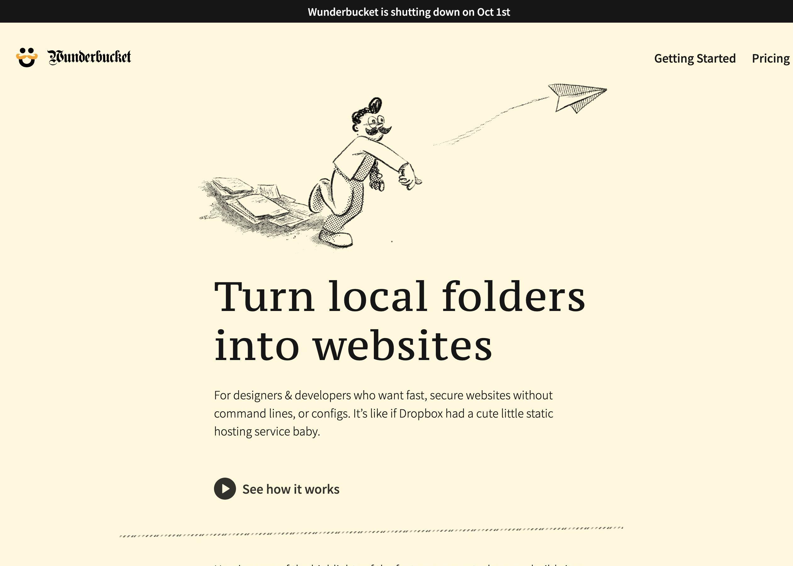 Screenshot of Wunderbucket hero section of the homepage